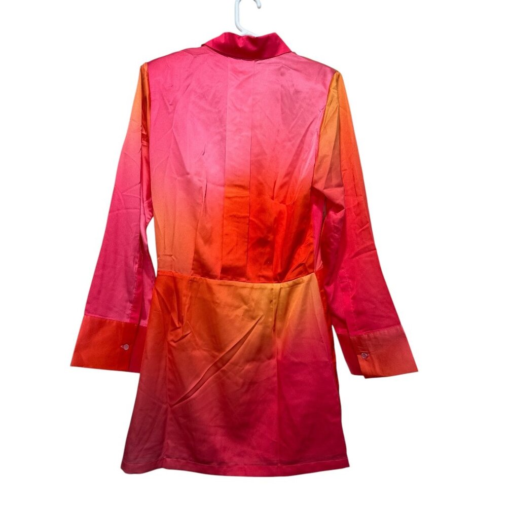 Ronny kobo Jones dress Women Medium Orange Sunset Mini Long Sleeves Button Down - Picture 5 of 16